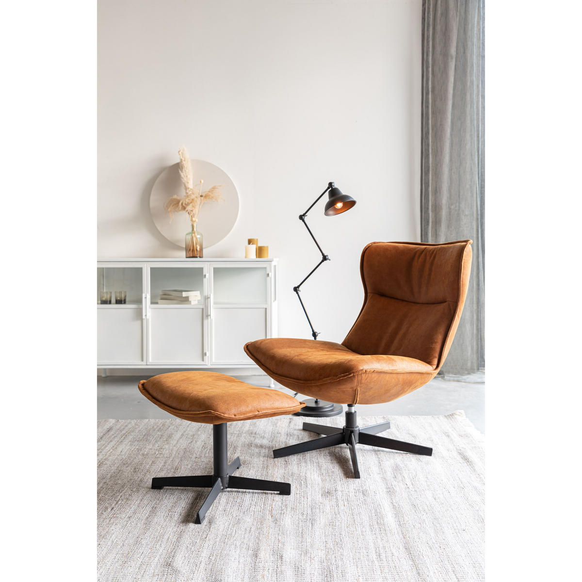 FUSSHOCKER John Fußhocker Cognac - Braun, Kunststoff (60/38/40cm) - Housecraft Living