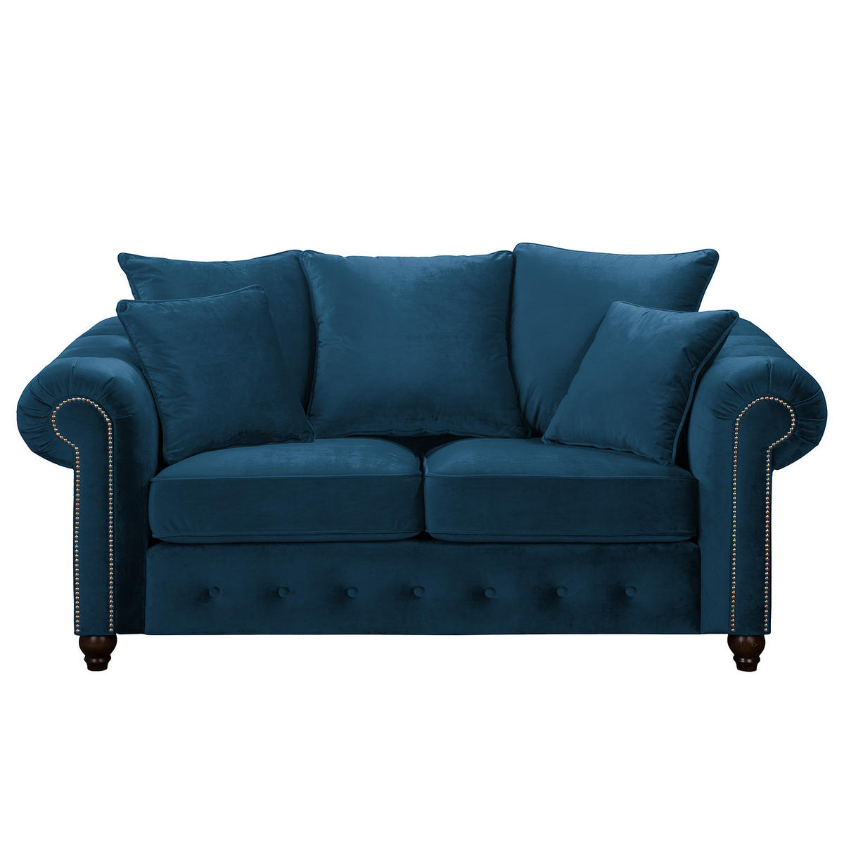 2-SITZER SOFA - Samt - Dunkelblau, Textil (180/90/93cm) - home24