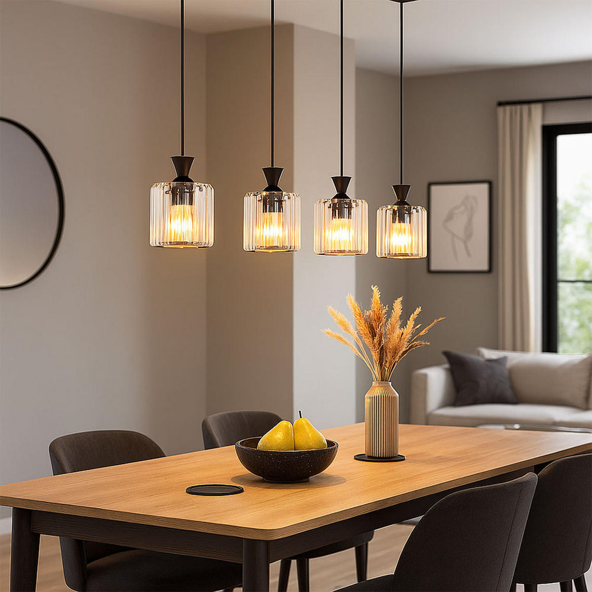 HÄNGELEUCHTE Kristall Klar Schwarz - Schwarz, Metall (86/13/120cm) - Globo Lighting