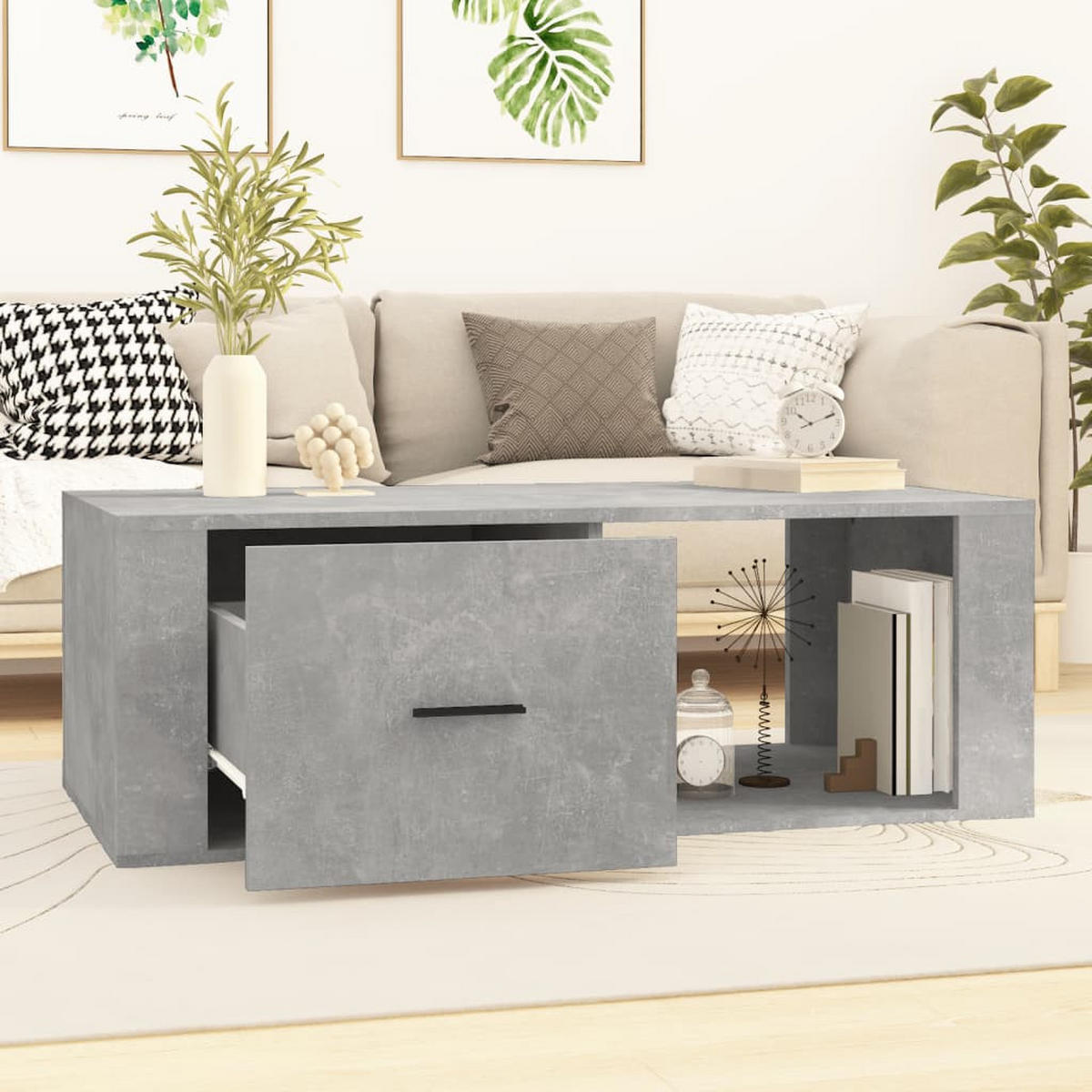 COUCHTISCH Betongrau 100x50,5x35 cm Holzwerkstoff - Grau, Holzwerkstoff (100/50.5/35cm) - furnicato