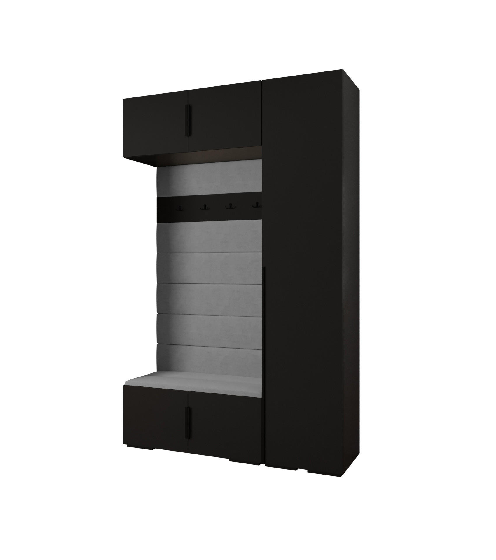 Abiks Möbel Garderoben-Set Schwarz, Grau, Schwarz 150x236.7x47 cm