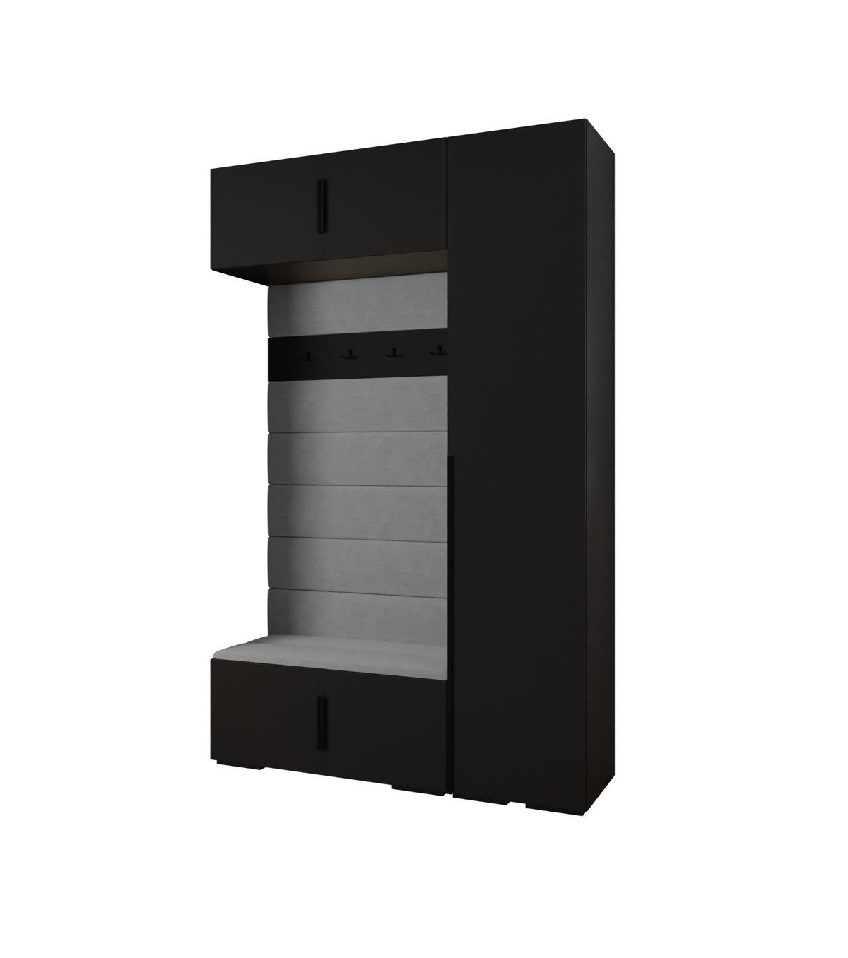 GARDEROBEN-SET 236,7/150/47 - Schwarz/Grau, Holz/Metall (150/236.7/47cm) - Abiks Möbel