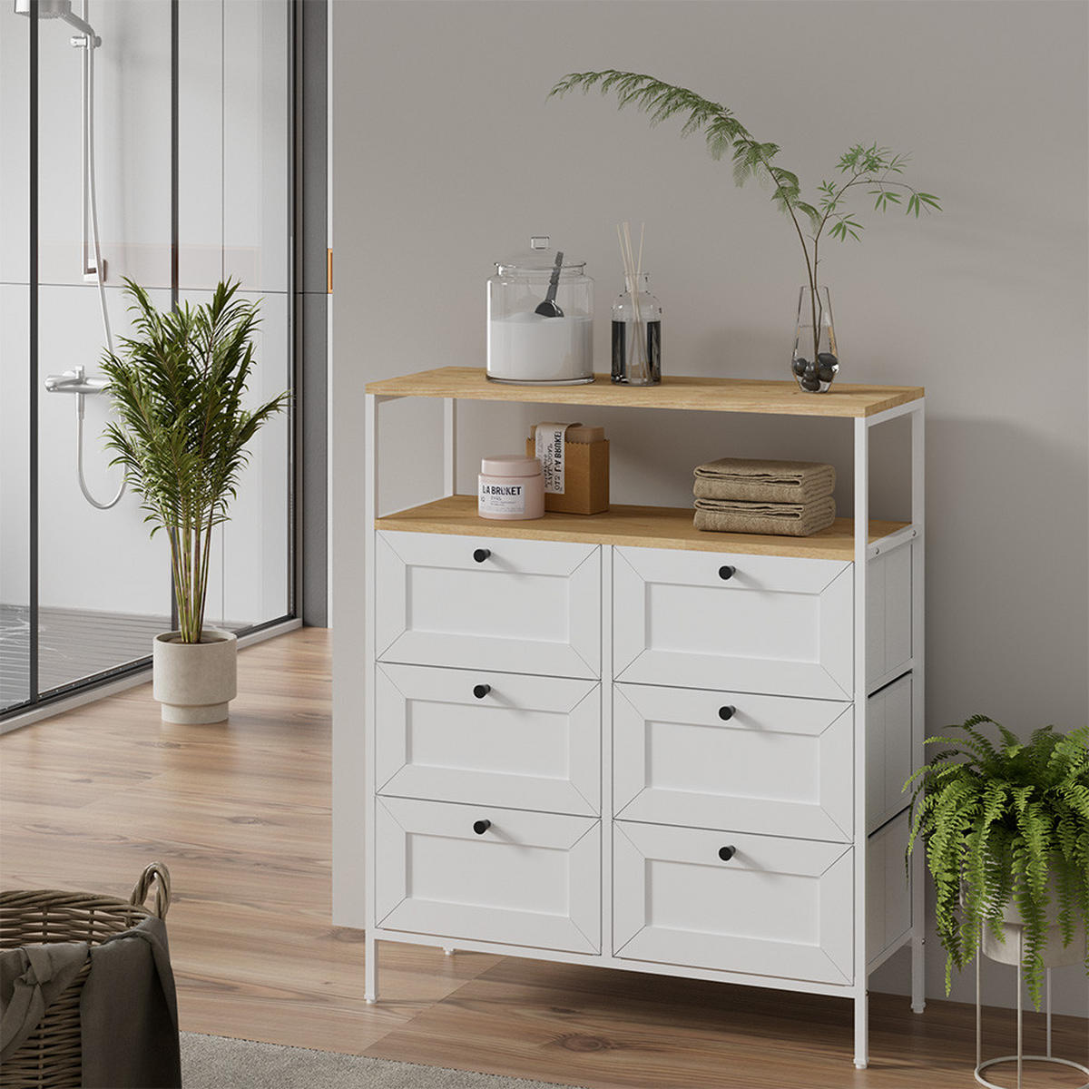 KOMMODE Belaro Weiß 80 x 95 cm 6 Schubladen - Weiß, Holzwerkstoff (80/95/30cm) - Vicco