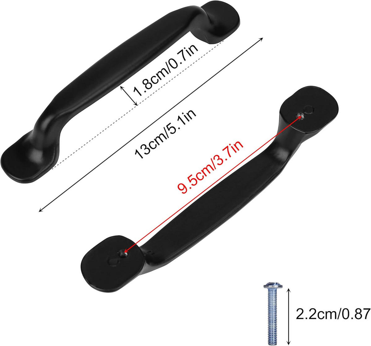 MÖBELGRIFF Schwarz 10er-Set - Schwarz, Metall (1.95/3/13cm)