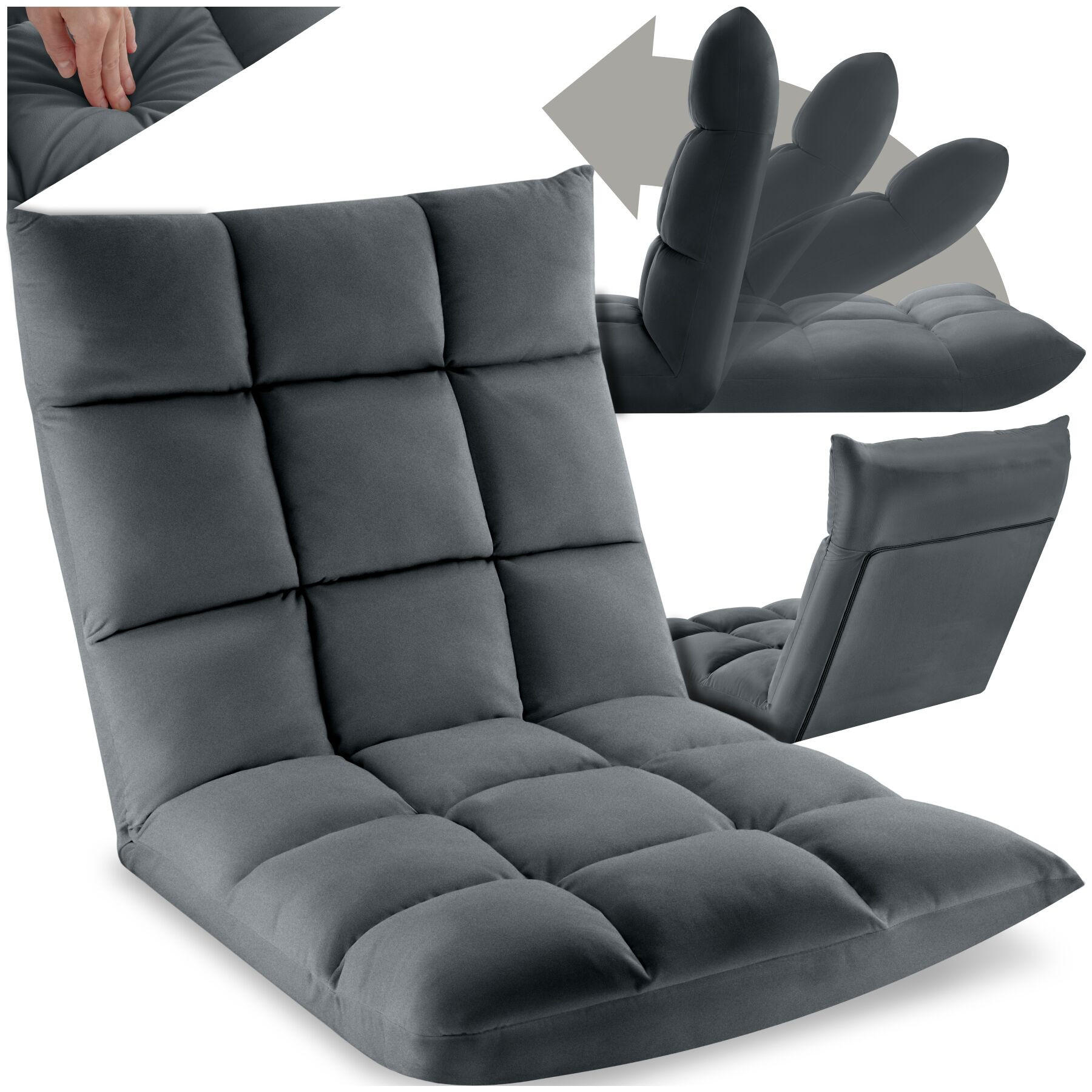 RELAXSESSEL Snooze ,108 x 57 x 13,5 cm,grau - Grau, Textil (57/13.5/108cm) - tectake
