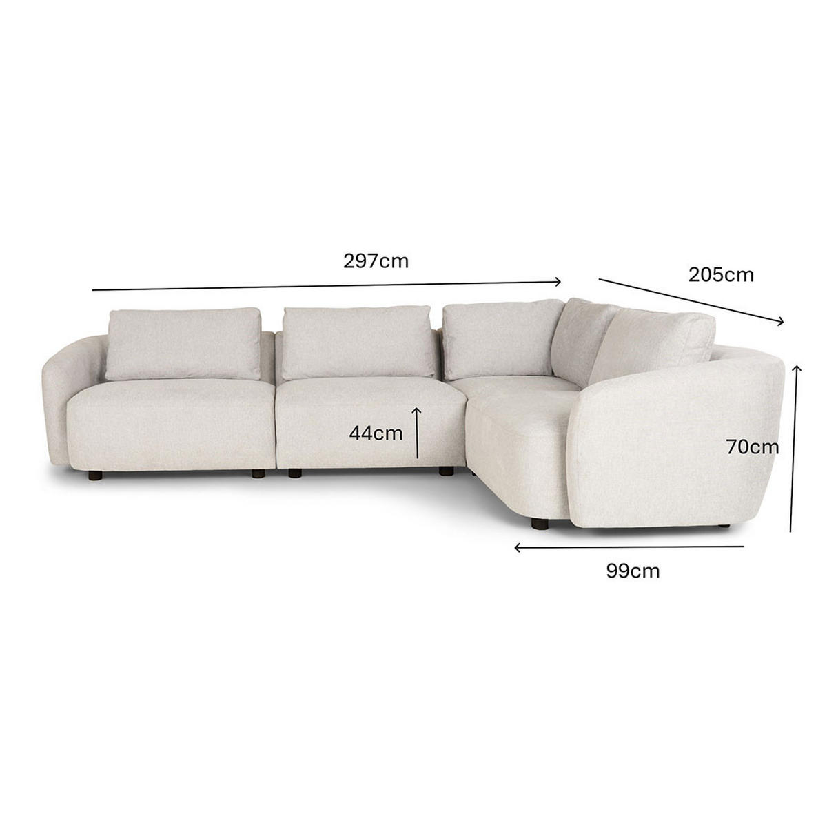 ECKSOFA Bergen Stoff Beige - Beige, Textil (205/297cm) - ebuy24
