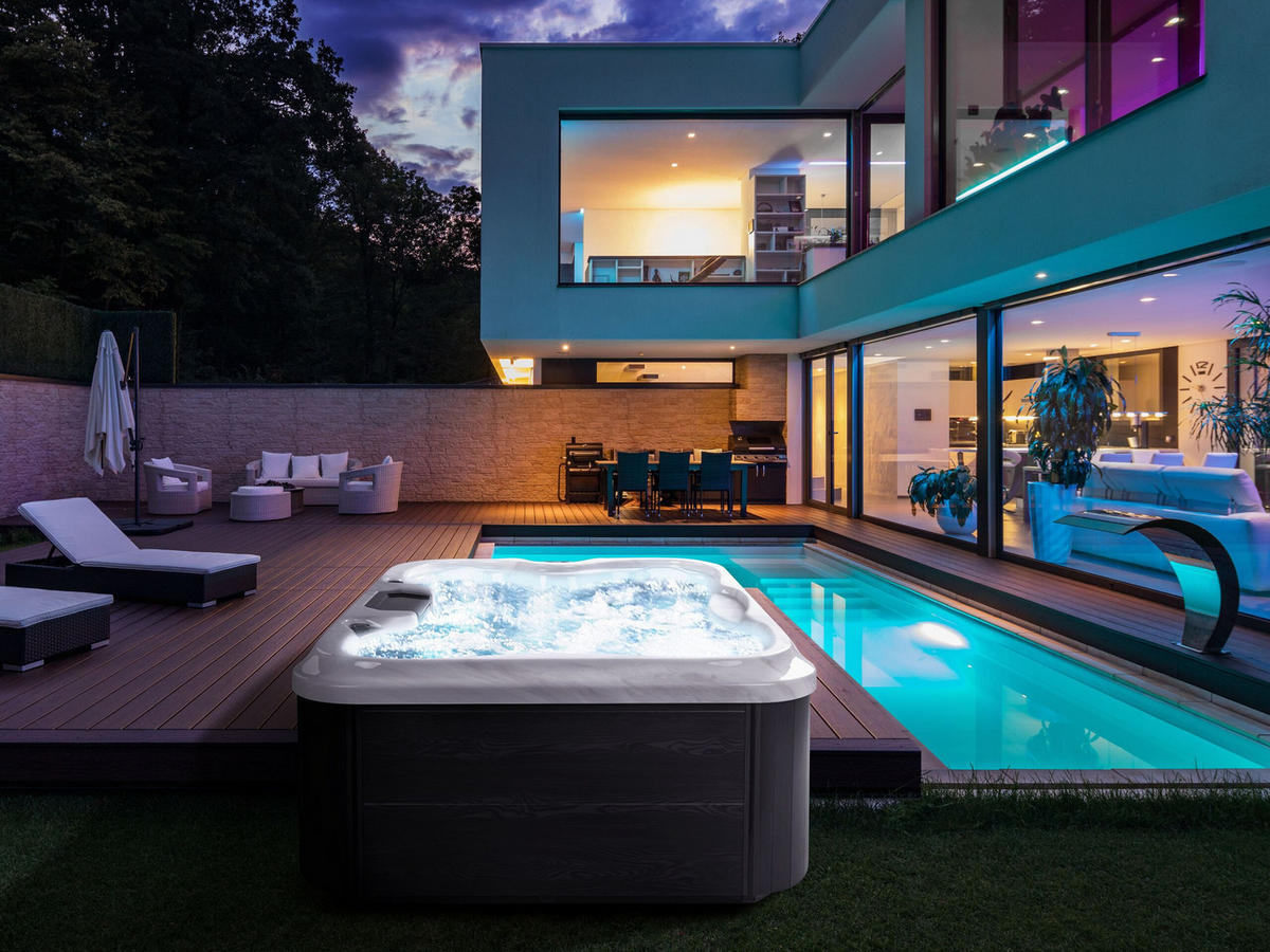 WHIRLPOOL Weiß Arcelia - Weiß/Grau, Kunststoff (215/80/180cm) - Beliani