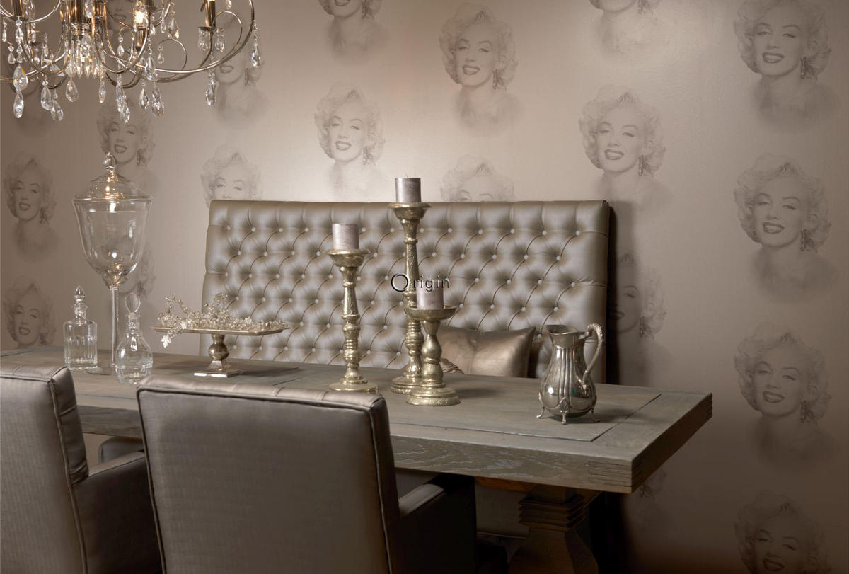 TAPETE Marilyn Monroe 53 cm x 10.05 m - Gelb, Papier (53/1000cm) - Origin Wallcoverings