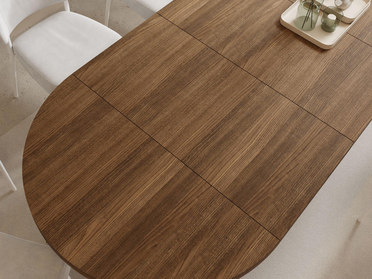 ESSTISCH Twixy XXL groß rund oval ausziehbar, Eiche Dunkelbraun Rustikal 100-300/100/76 cm - Kastanienfarben/Schwarz, Holz/Holzwerkstoff (100/100/76cm) - WFL GROUP