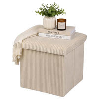 SITZWÜRFEL Beige faltbar Stauraum - Beige, Holzwerkstoff/Textil (38/38/38cm) - Relaxdays