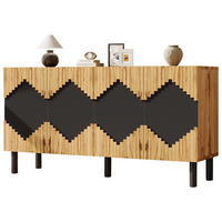 SIDEBOARD DE-37820 mit 2 Türen und Rautenmuster Holzfarbe/Schwarz - Naturfarben, Holzwerkstoff (140/70/40cm) - ComfortXL