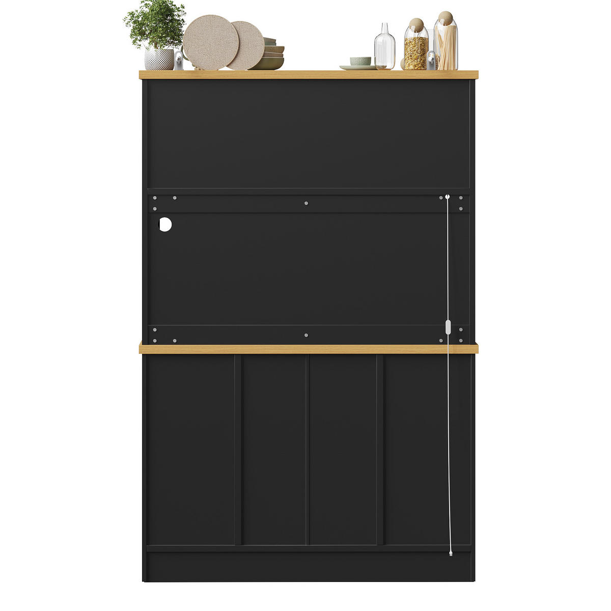 BUFFET DE-38498 120/40/188 cm mit Soft-Close-Türen Schwarz - Schwarz, Holzwerkstoff (120/188/40cm) - ComfortXL