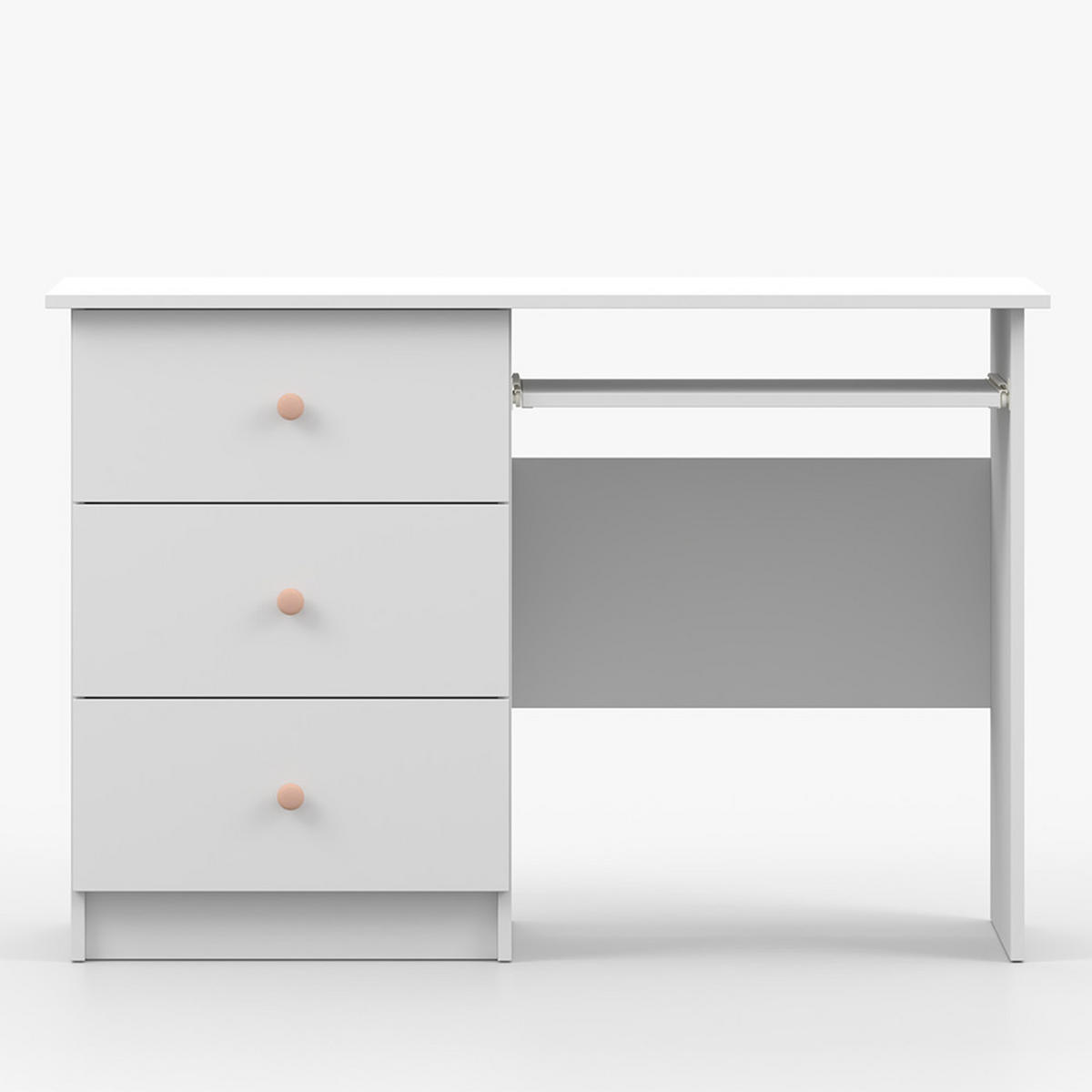 SCHREIBTISCH OLAF I 115/77/53cm Weiß, Griff Rosa - Rosa/Weiß, Holzwerkstoff/Metall (115/77/53cm) - imoebel24