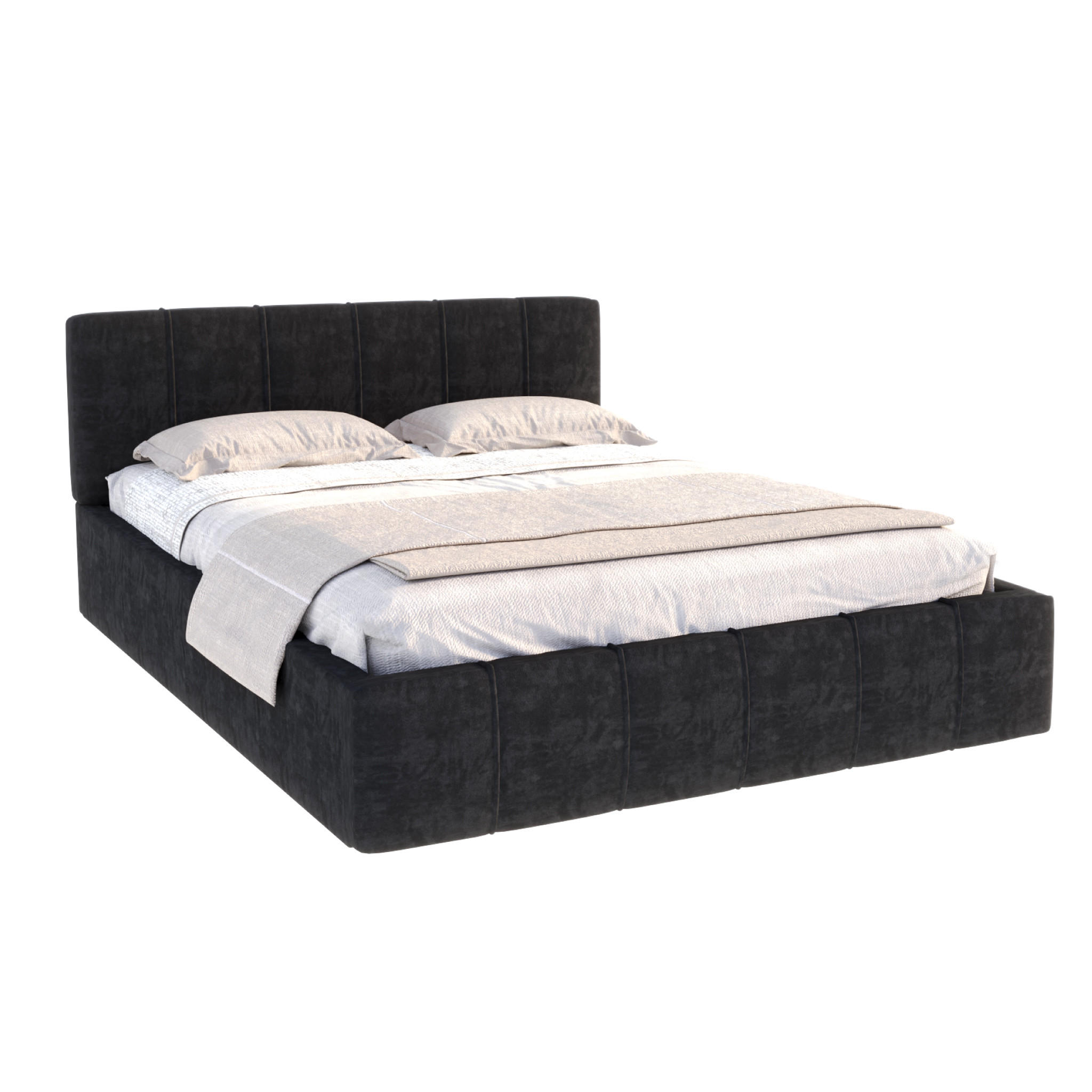 POLSTERBETT FLORIDA - Schwarz, Holzwerkstoff/Metall (180/200cm) - FDM