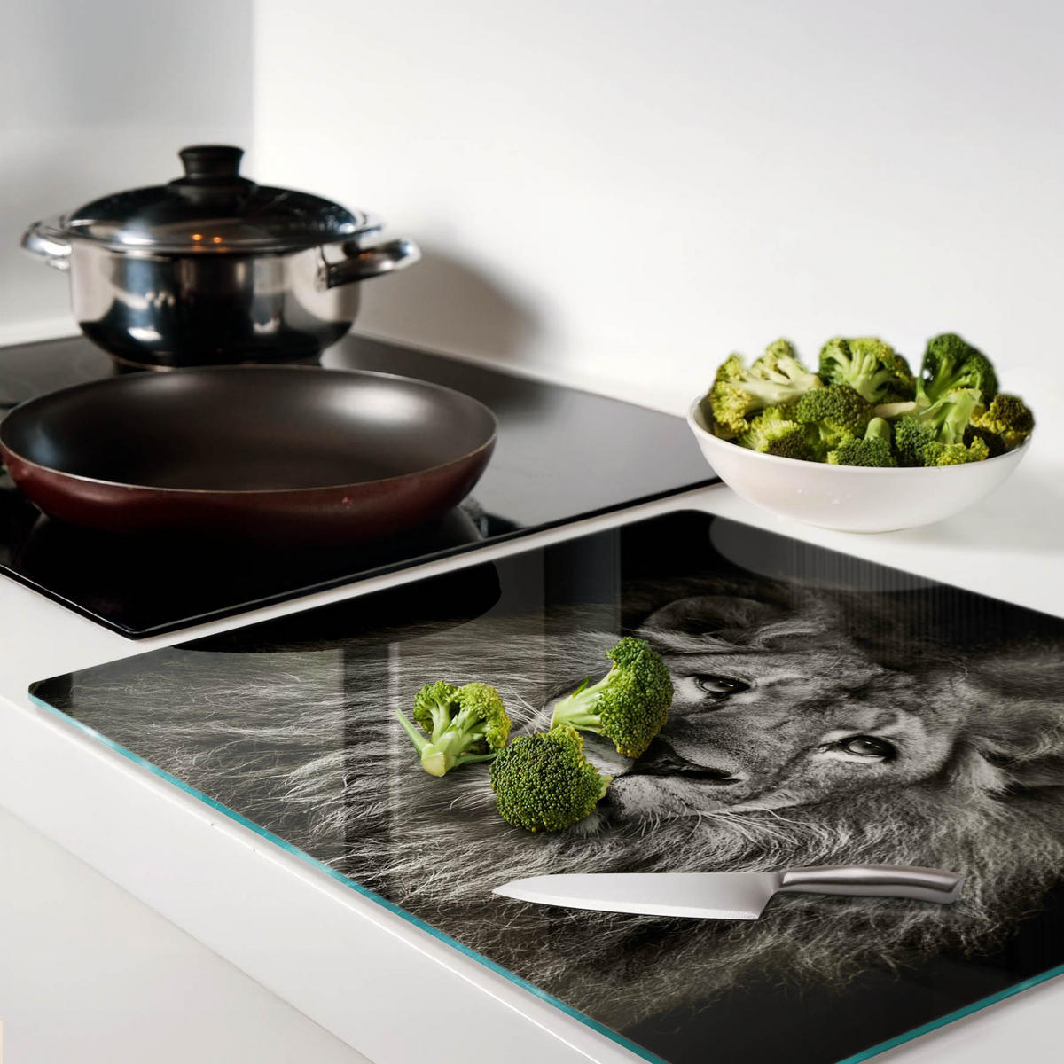 GLASPLATTE 60x52 cm Löwe - Braun/Hellgrün, Glas (60/0.4/52cm) - TULUP