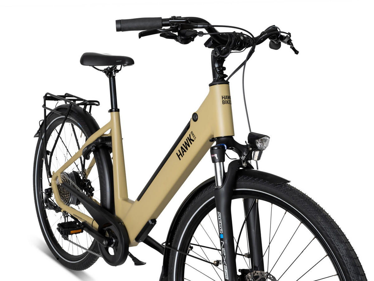 E-TREKKING Integrated Lady Bafang E-Bike Sand 28 Zoll Gr: 50cm - Sandfarben, Metall (50cm) - Hawk Bikes