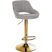 BARHOCKER Stoff Grau - Goldfarben/Grau, Textil/Metall (47/85/48cm) - CLP