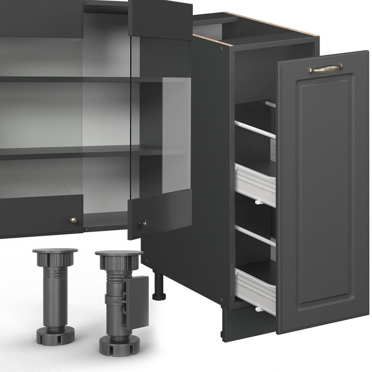 KUCHYŇSKÝ KOUT Fame-Line Anthrazit-Gold Landhaus - antracitová, kompozitní dřevo (280/81.6/60cm) - Vicco