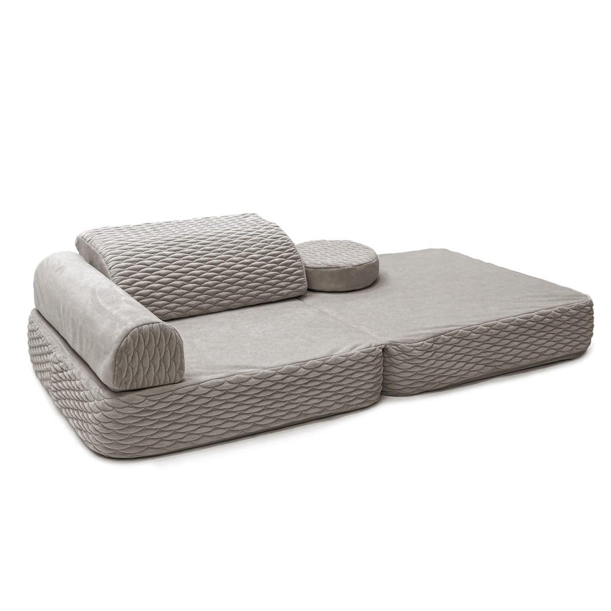 KINDERSESSEL modular 3-in-1 ausklappbar mit Steppstoff in Steingrau - Grau, Textil (60/50/50cm) - MeowBaby