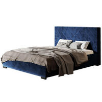 POLSTERBETT Sevilla mit Kopfteil, 180x200 cm, Doppelbett mit Bettkasten und Lattenrost aus Holz, Velourstoff Dunkelblau - Dunkelblau, Holz/Textil (180/200cm) - Alpi-Möbel