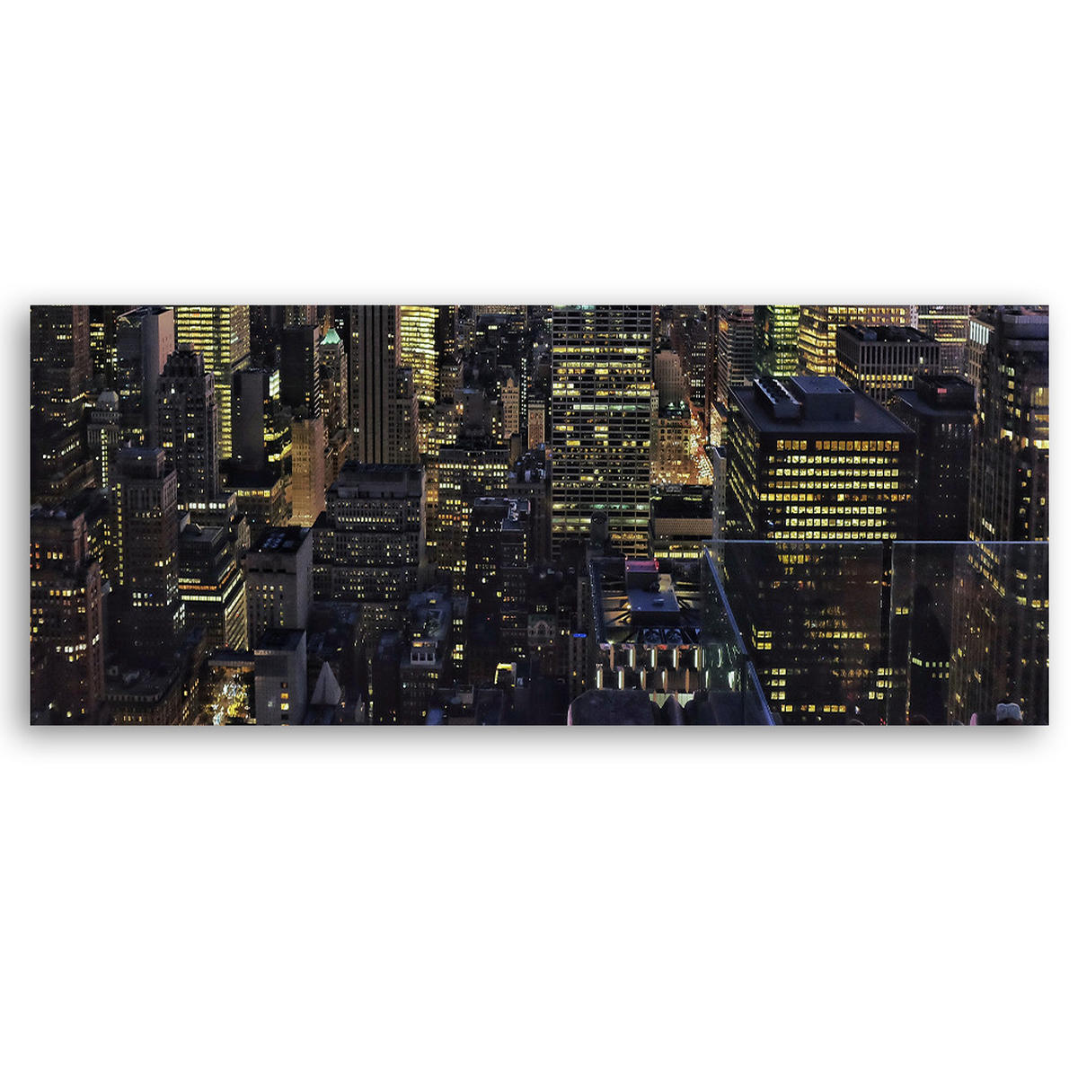 WANDBILD die stadt bei nacht - Grau, Textil (90/30cm) - Feeby