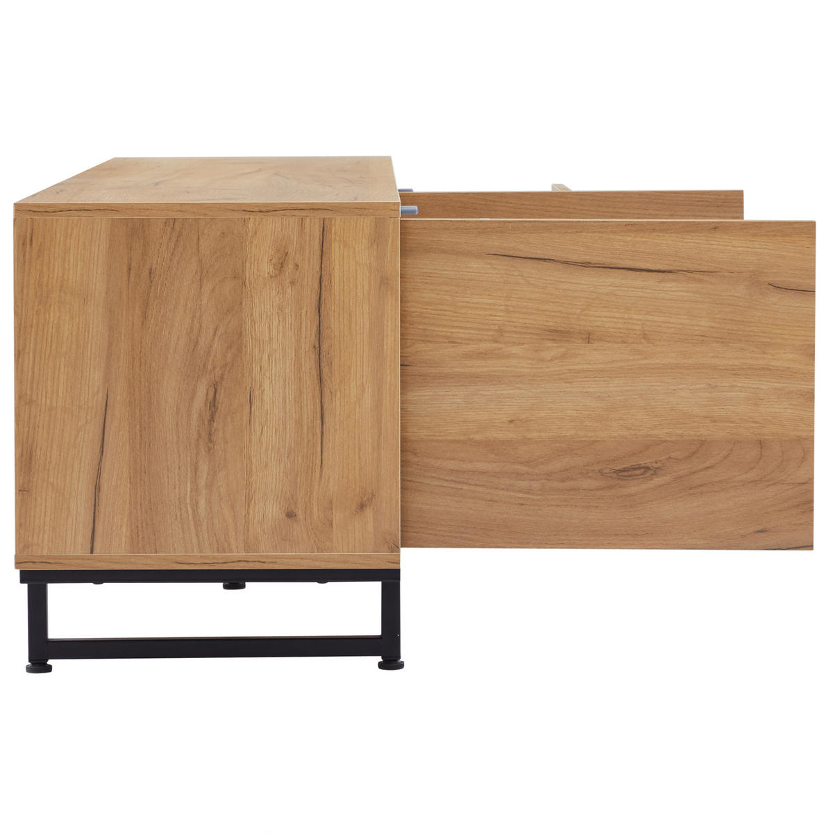 TV ormarić 173/38/48 cm u boji drveta od iverice s vratima ladicama i otvorenim policama - prirodne boje, drvni materijal (173/48/38cm) - OKWISH