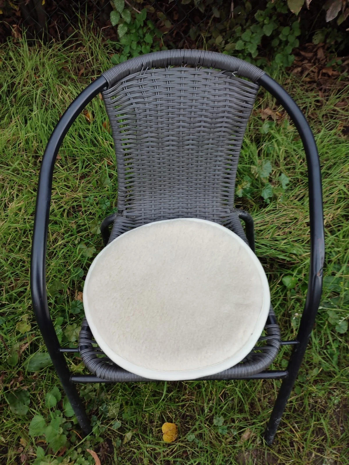 SITZKISSEN Merino Schurwolle Weiches Wollkissen Rund 40/40 cm - Weiß, Fell (40/40cm) - Provellus