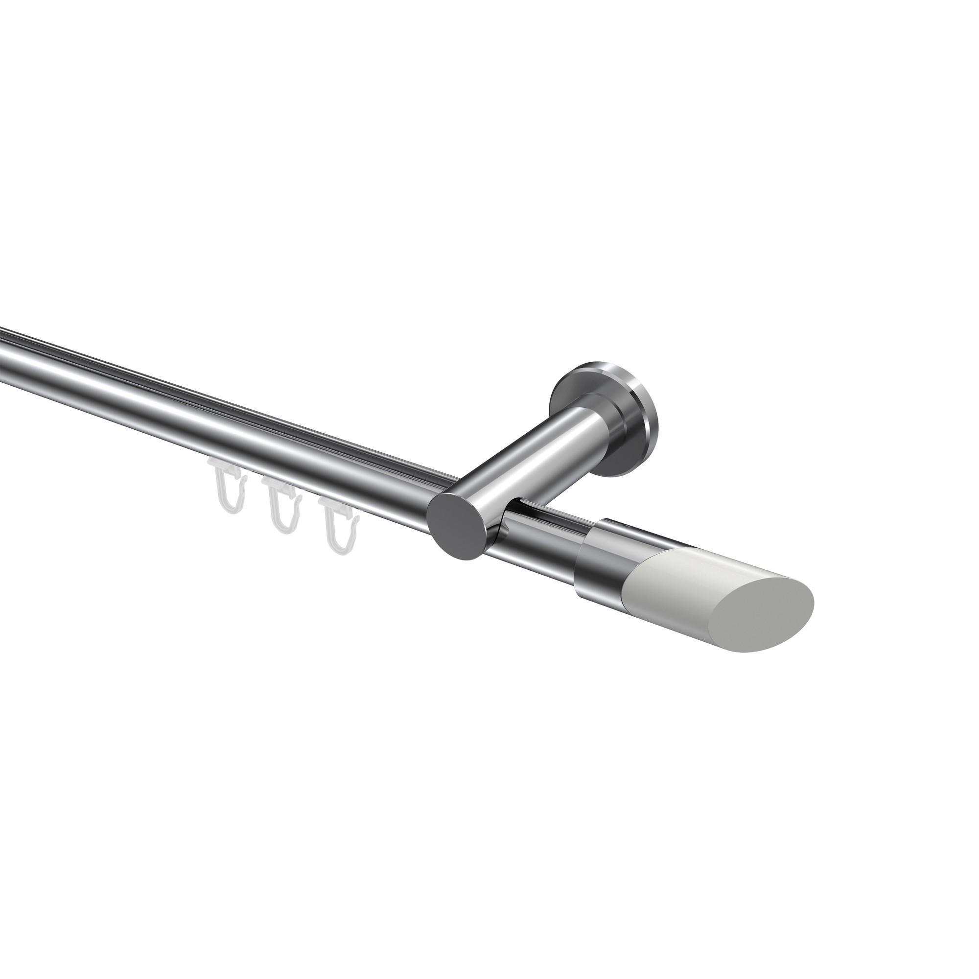INNENLAUF-GARDINENSTANGEN-SET Platon Verano 520 cm (geteilt in 4 x 130 cm), 1-läufig, 20 mm Ø Chrom - Chromfarben/Weiß, Metall (520cm) - INTERDECO