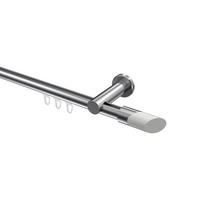 INNENLAUF-GARDINENSTANGEN-SET Platon Verano 200 cm, 1-läufig, 20 mm Ø Chrom - Chromfarben/Weiß, Metall (200cm) - INTERDECO