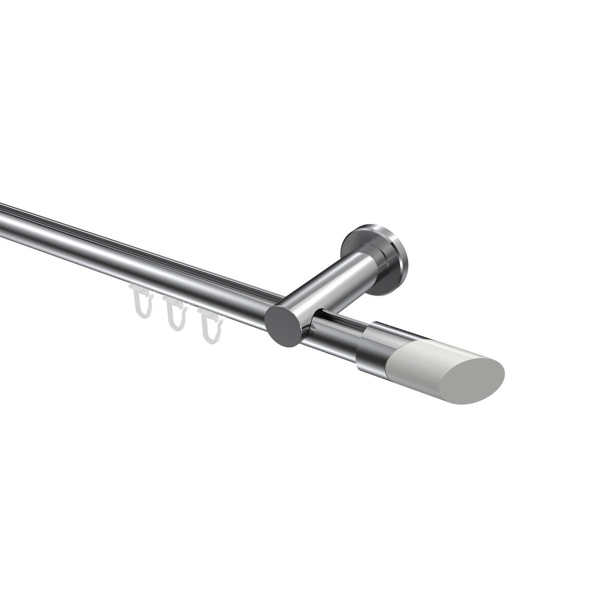 INNENLAUF-GARDINENSTANGEN-SET Platon Verano 200 cm, 1-läufig, 20 mm Ø Chrom - Chromfarben/Weiß, Metall (200cm) - INTERDECO