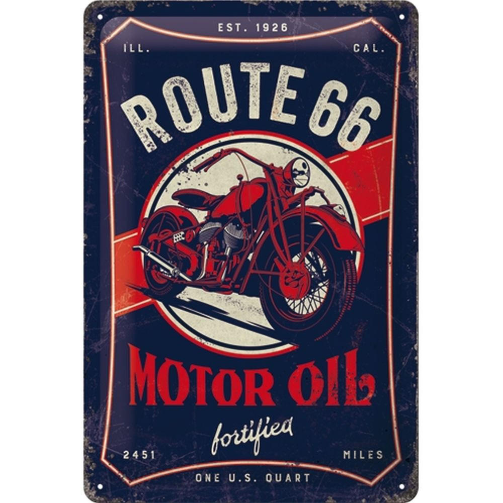 BLECHSCHILD 20/30 cm US Highways Route 66 Motor Oil - Multicolor, Metall (20/30/0.2cm) - Nostalgic-Art