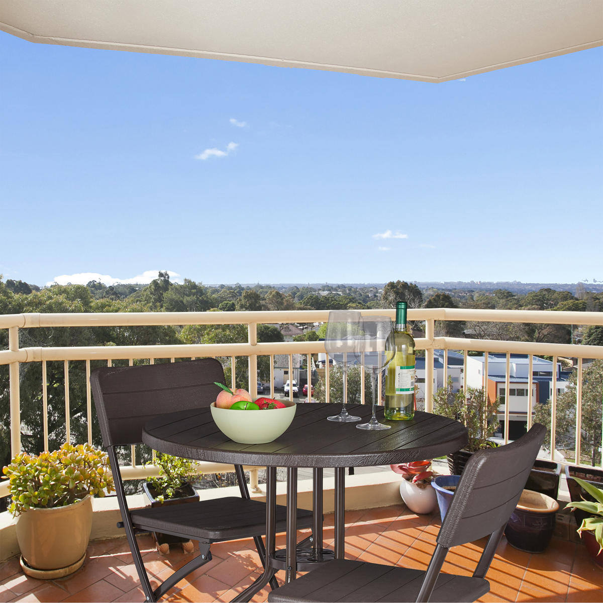 GARTENTISCH - Braun, Kunststoff/Metall (80/80/75cm) - Relaxdays