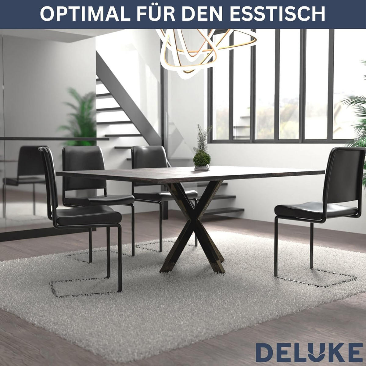 TISCHGESTELL Metall KRYT Schwarz glänzend 71x85x85 cm - Schwarz, Metall (85/71/85cm) - DELUKE