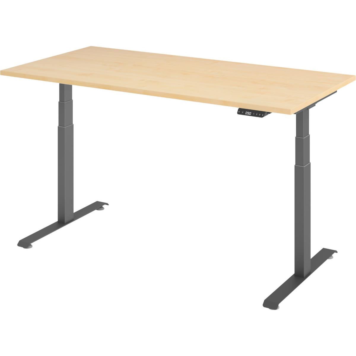 SCHREIBTISCH elektrisch 80/160/74 cm in Ahornfarben/Graphitfarben - Ahornfarben/Graphitfarben, Holzwerkstoff (80/160/74cm) - bümö
