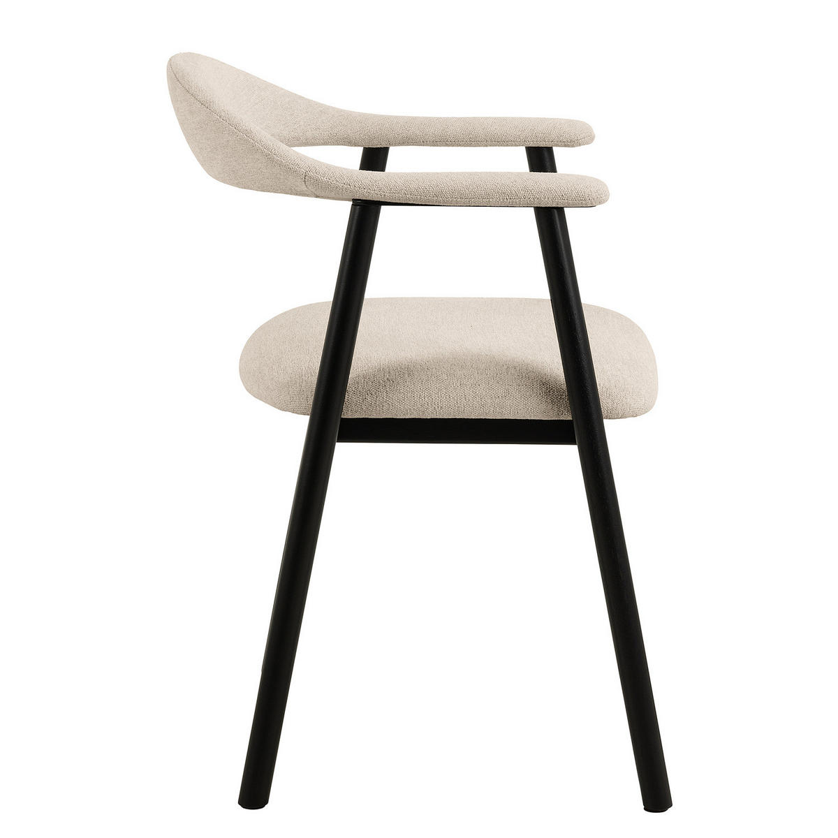 ARMLEHNENSTUHL - 2er-Set - Creme/Schwarz, Holz/Textil (56/76/54cm) - home24
