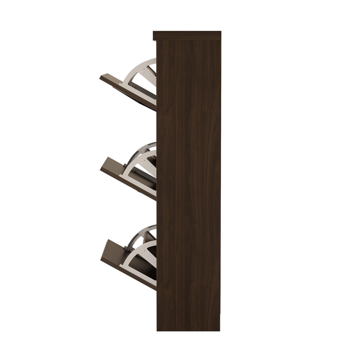 SCHUHSCHRANK 54x25x115 Rattan Dekor 3 Klappfächer Holzoptik - Naturfarben, Holzwerkstoff (25/115/54cm) - FLIEKS