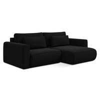 ECKSOFA mit Schlaffunktion Samt Stoff Schwarz - Schwarz, Kunststoff/Textil (240/149cm) - Makamii