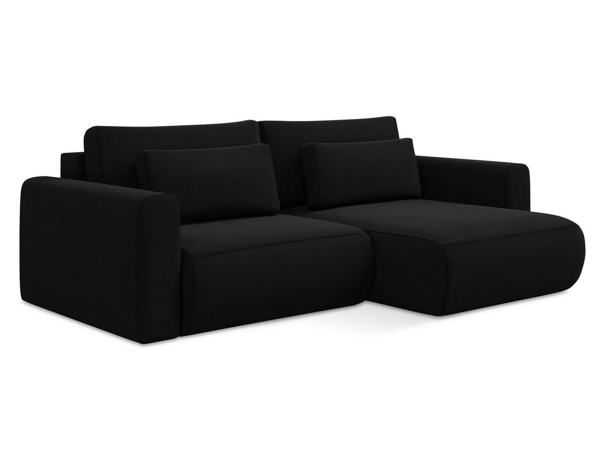 ECKSOFA mit Schlaffunktion Samt Stoff Schwarz - Schwarz, Kunststoff/Textil (240/149cm) - Makamii