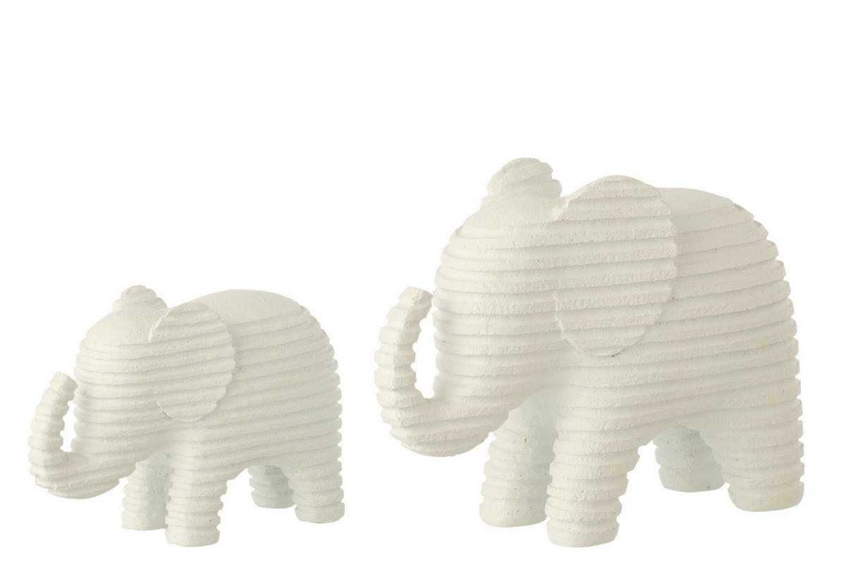 DEKOOBJEKT ELEFANT GESTREIFT Weiß - Weiß, Glas/Naturmaterialien (9/16.7/22.2cm) - J-Line