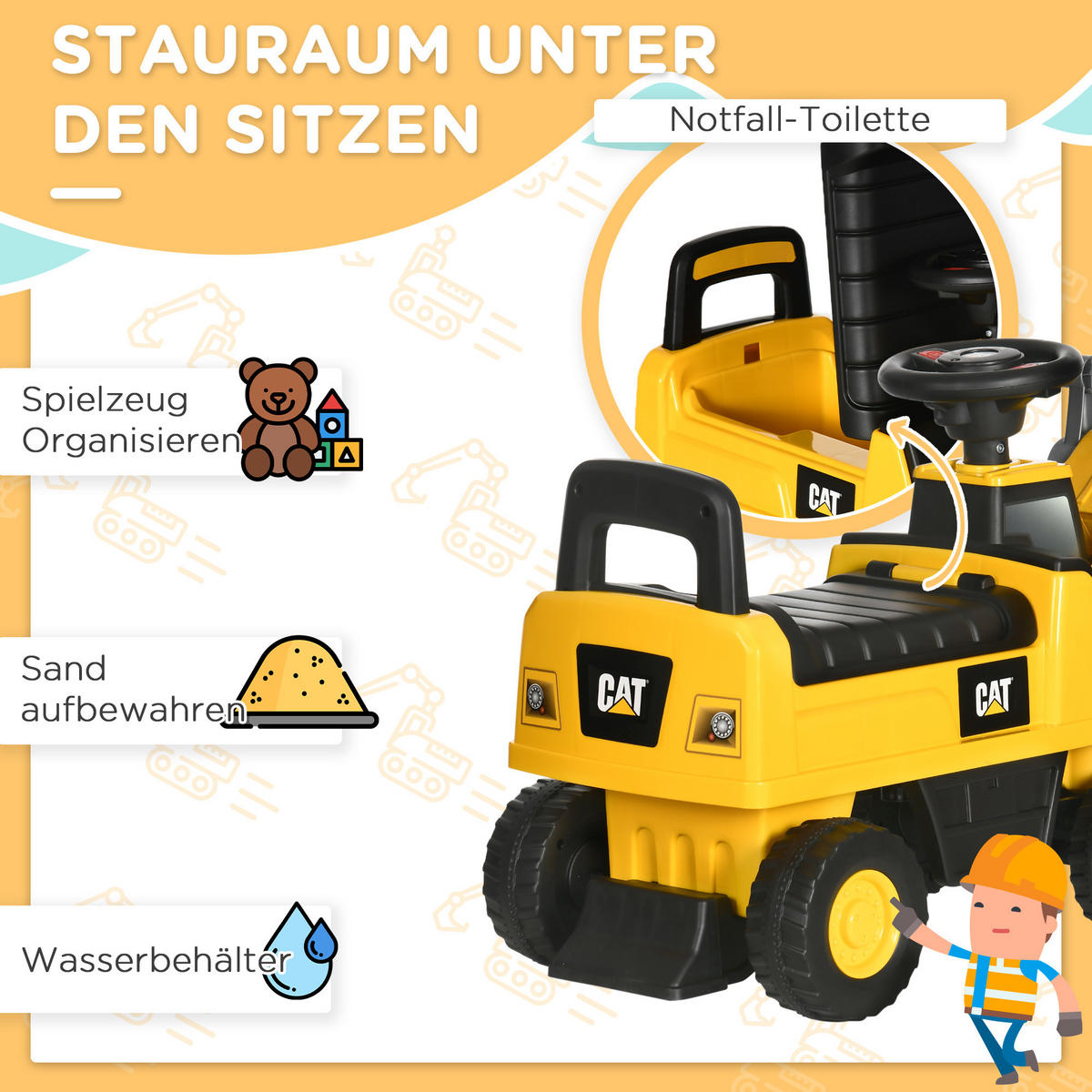 KINDER RUTSCHAUTO, Gelb, PP+ Metall - Gelb, Kunststoff (78/29.5/54cm) - HOMCOM