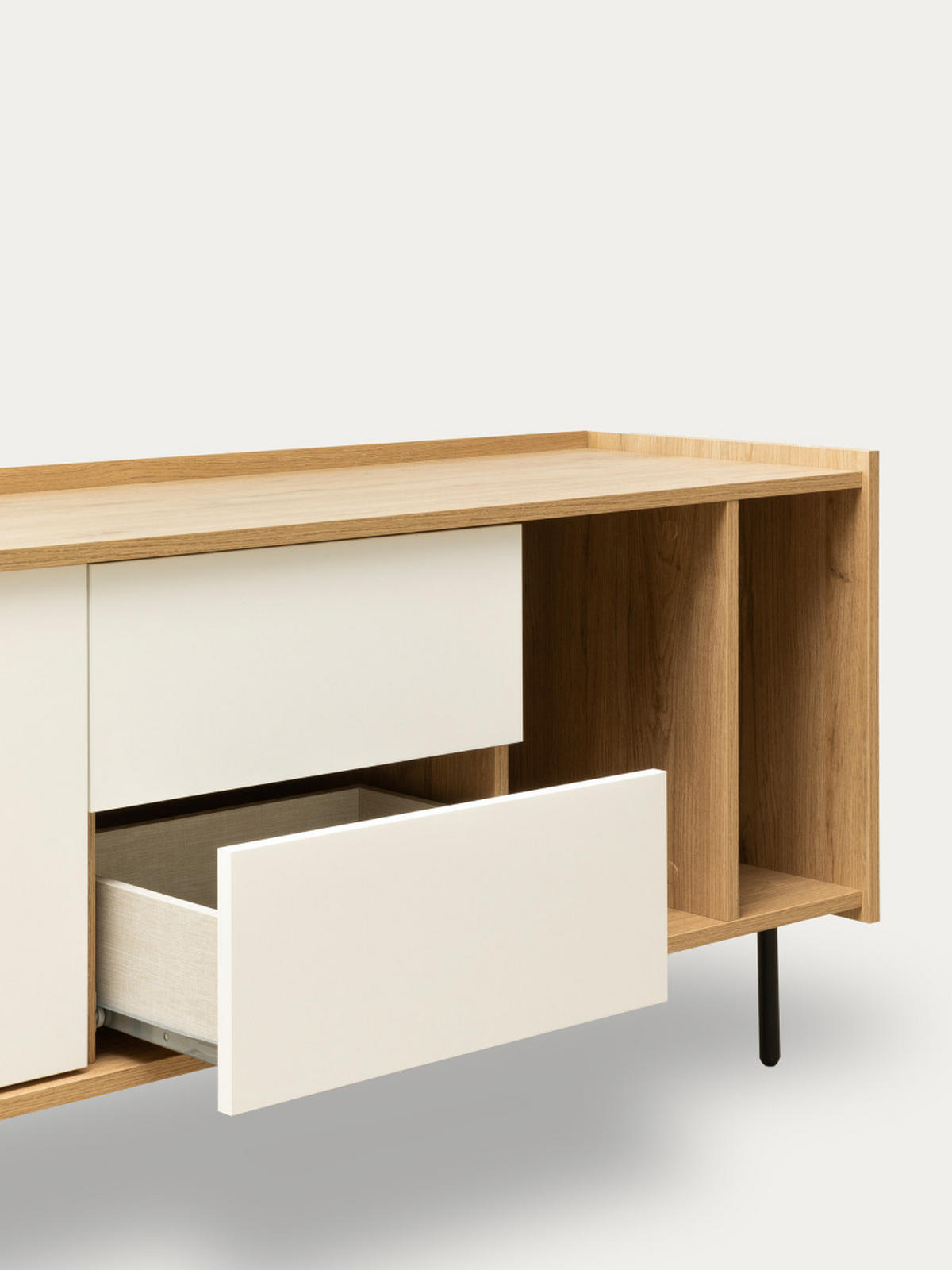 TV-ELEMENT Nadine Natur - Weiß 184.2 cm x 59.6 cm - Braun, Holzwerkstoff (184/59/41cm) - Kenay Home