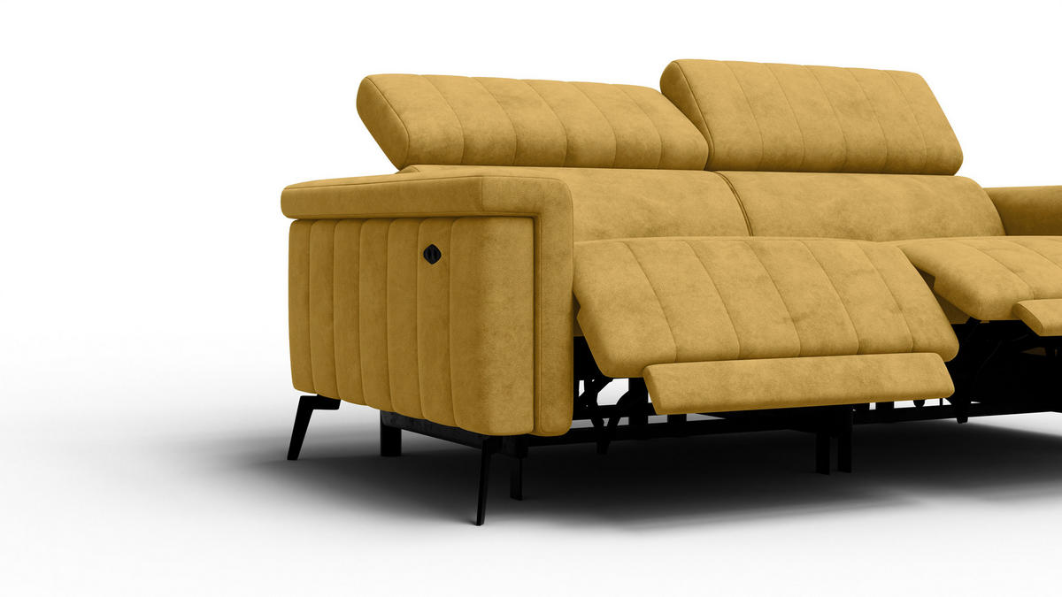 RELAXSOFA NORDEL 3-Sitzer, senfgelb - Gelb/Schwarz, Holz/Textil (194/80/105cm) - Courtois Laville