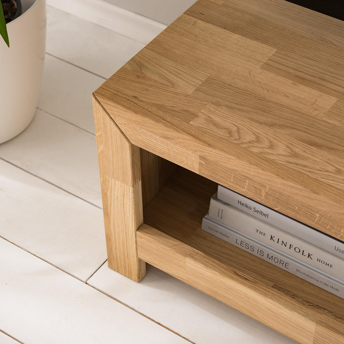 TV-LOWBOARD - Massivholz - Eichefarben, Holz (100/35/50cm) - home24