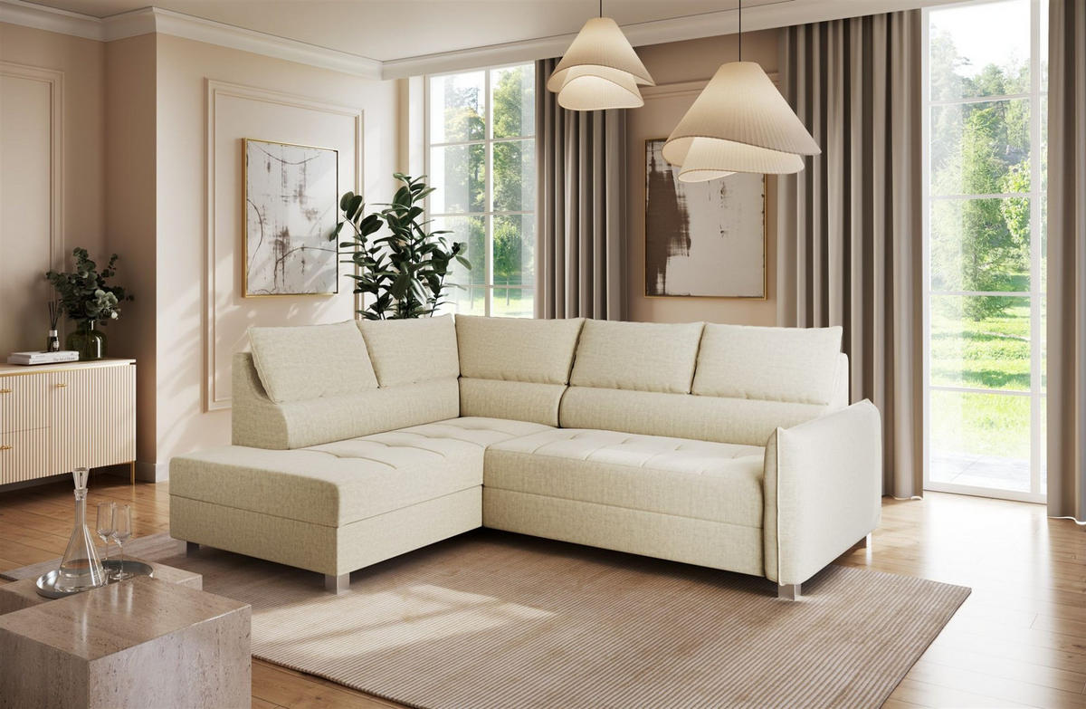 ECKSOFA Marno - Creme, Holzwerkstoff/Textil (260/200cm) - Fun Möbel