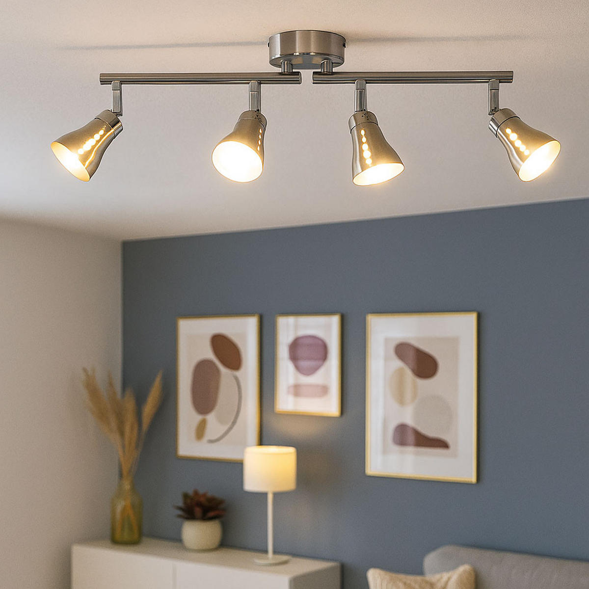 LED DECKENLEUCHTE GROSETTO Silber matt - Silberfarben, Metall (62.5/8/16cm) - Globo Lighting