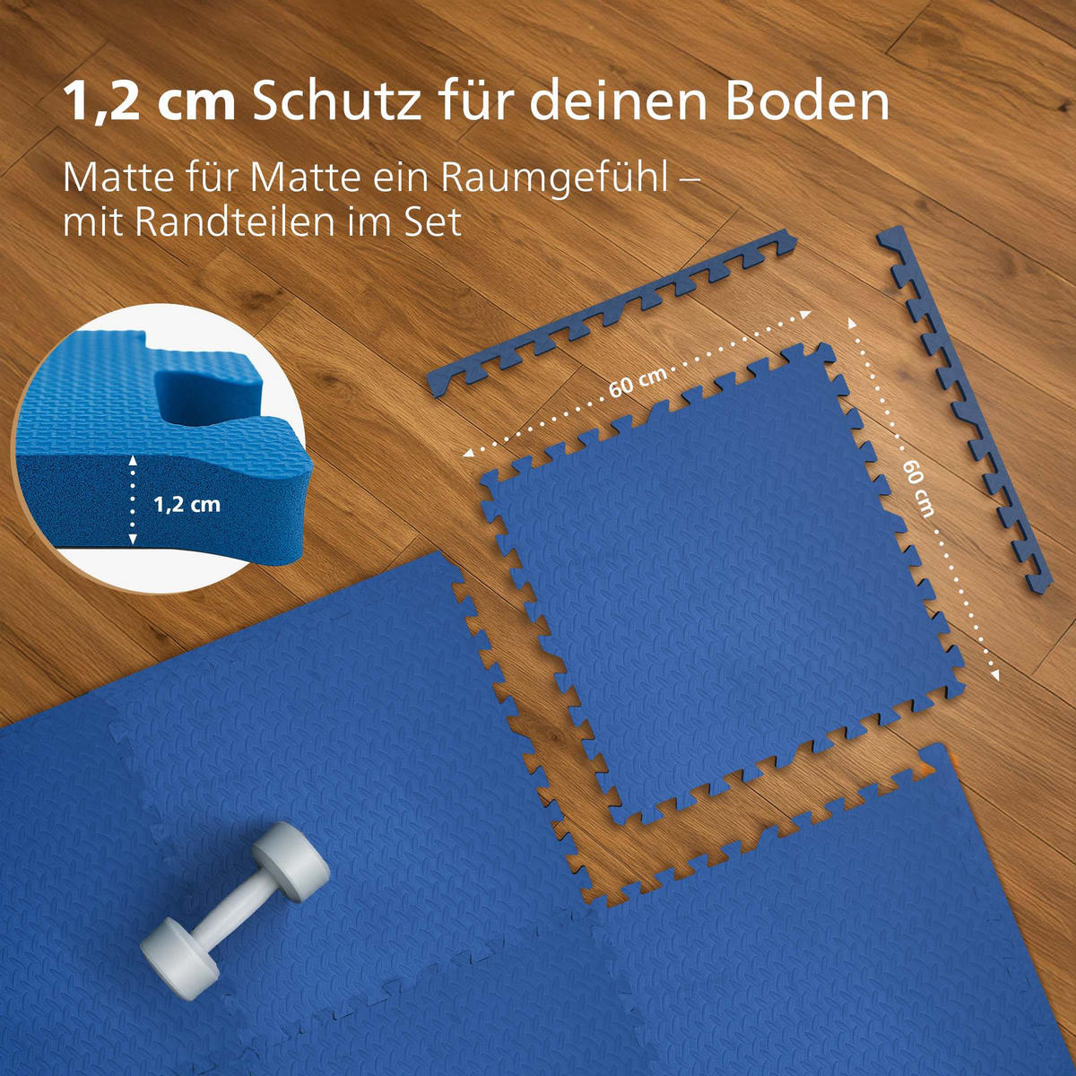 BODENSCHUTZMATTE 6er Set Kunststoff Blau - Blau, Kunststoff (60/60cm) - CLP