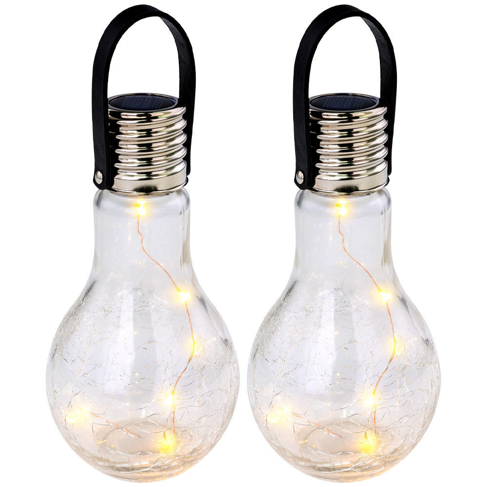 LED AUSSENLEUCHTE Silber Crackle-Glas 2er Set - Silberfarben, Glas (9/9/17.5cm) - Globo Lighting