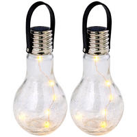 LED AUSSENLEUCHTE Silber Crackle-Glas 2er Set - Silberfarben, Glas (9/9/17.5cm) - Globo Lighting