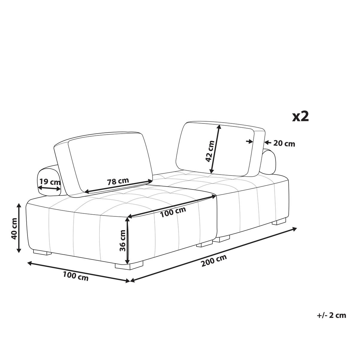 4-SITZER SOFA SET Polyester Grau Tibro - Grau, Textil (200/40/100cm) - Beliani