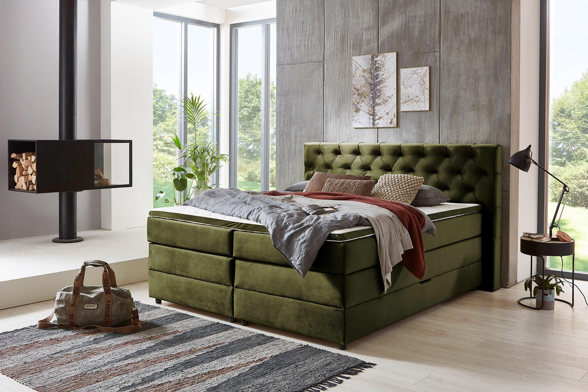 zeleni boxspring krevet